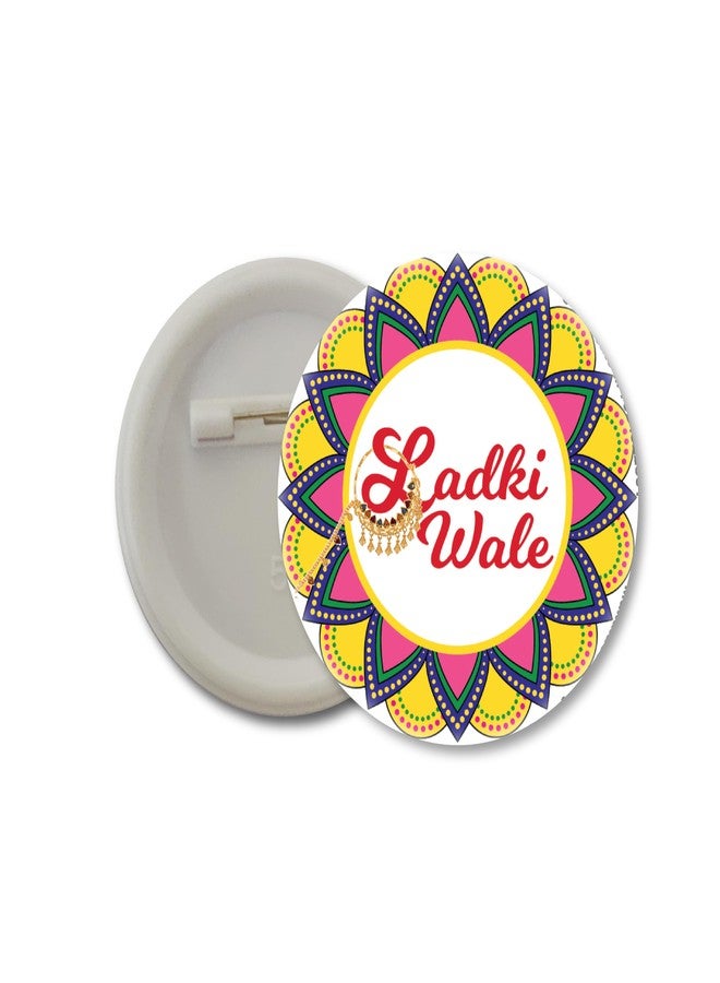 D2C Indian Wedding Party Badges Set, Ladki Wale and Ladke Wale, Colourful Mandala Design (Ladki Wale, 10)